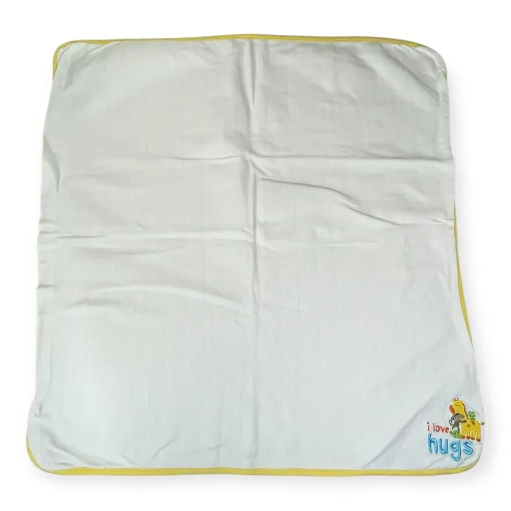 Just One You Carters I Love Hugs Yellow Striped Baby Blanket Giraffe Monkey Frog